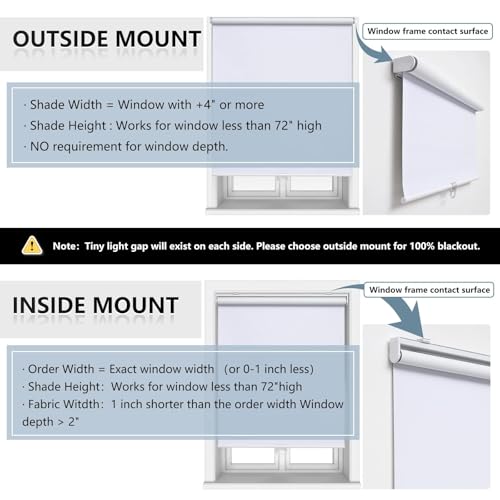 Image of AOSKY Blackout Cordless Roller Shade for Indoor Windows, 18 inchW x 72 inchH, White