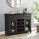 Home Source Charcoal Bar Cabinet Server and Wine Rack