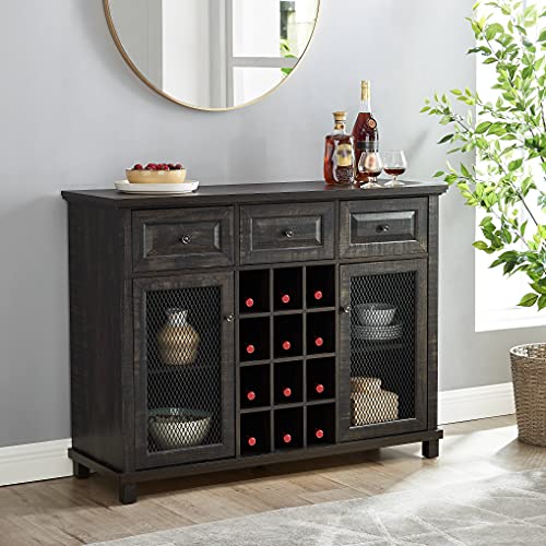 Home Source Charcoal Bar Cabinet Server And Wine Rack #TOP15
