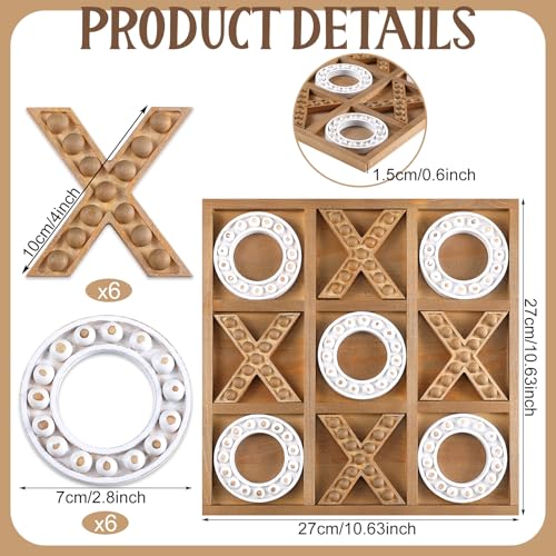 Juego Tic Tac Toe de madera rústica 10.6 pulgadas miniatura 2