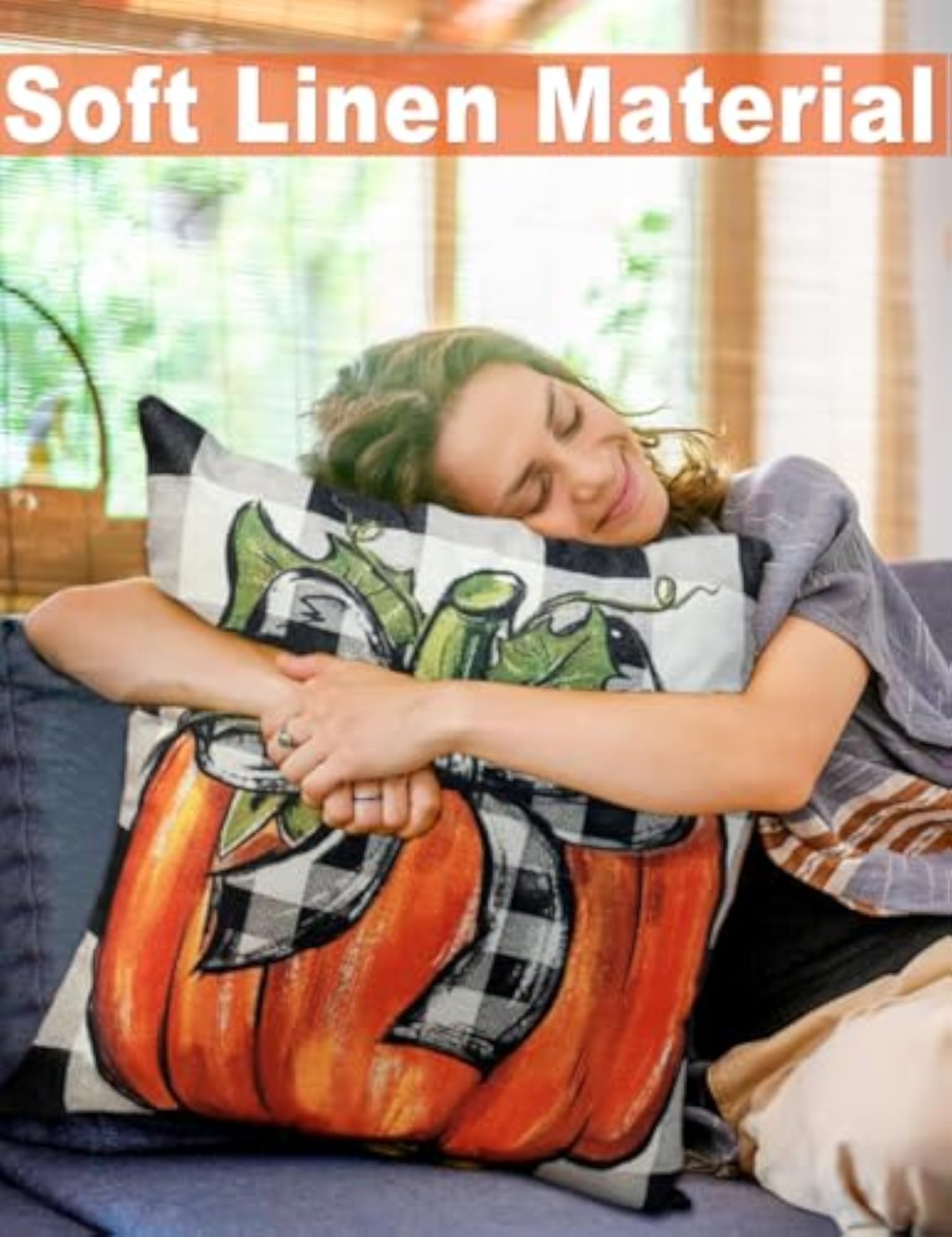 Set of 4 Double-Sided Print Fall Pillow Covers