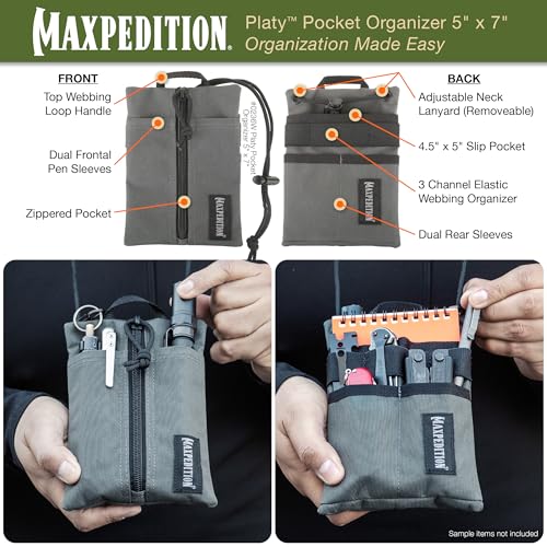 Image of MAXPEDITION Platy Pocket Organizer, Durable EDC Tool Pouch for Men, Neck Wallet with Paracord Lanyard, Holds Flashlight, Multitool, Pen, Notebook