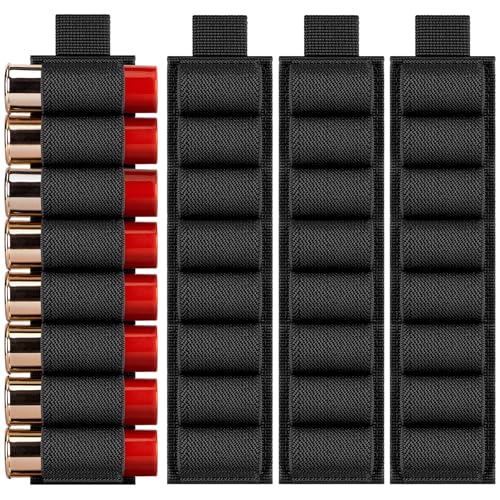 IronSeals 4 Pack Tactical Outdoor 8 Round Shotgun Shell Holder Ammunition Pistol Bullet Reload Holder with Adhesive Backing Sticker