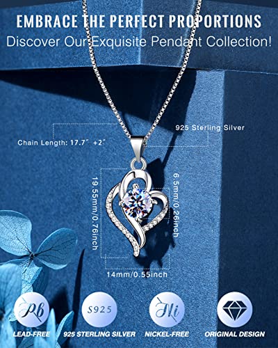Wedding Anniversary Jewelry Gift for Wife from Husband, Wife Birthday Gift Idea, 1 Carat Moissanite Diamond Pendant Necklace in 925 Sterling Silver with 2 Chains, Romantic and Elegant Present for Her 5