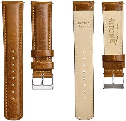Ritche Genuine Leather Watch Band for Galaxy Watch 6 Classic Omega x Swatch Moonswatch 20mm Classic Vintage Quick Release Leather Watch Strap (Toffee Brown), White Elephant Gifts, Stocking Stuffers for Men, Father's Day gifts - 4