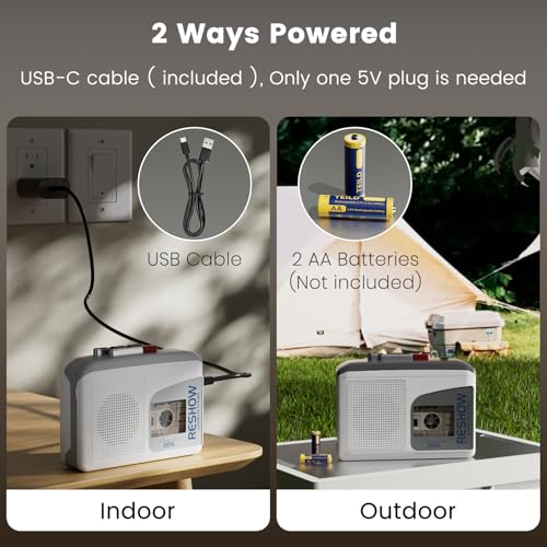 image for Reshow Cassette Tape Player Portable, Cassette Player Recorder with Bu