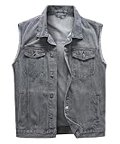 Harbrosrce Classics Herren Weste Denim Vest Ärmellose Jeansweste Cowboy Jacke Motorradweste Bikerweste für Männer Casual Freizeitweste