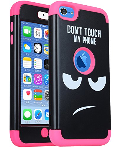iPod Touch 7th Generation Case, iPod Touch 6 Case,SAVYOU 3 in 1 Combo Hybrid Impact Resistant Shockproof Case Cover Protective for Apple iPod Touch 5/6th/ 7 Generation (Hot Pink)