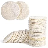 25 almohadillas exfoliantes de lufa natural, 6 cm, almohadillas exfoliantes corporales faciales, esponjas de lufa para eliminar el maquillaje y las células muertas de la piel para mujeres y hombres