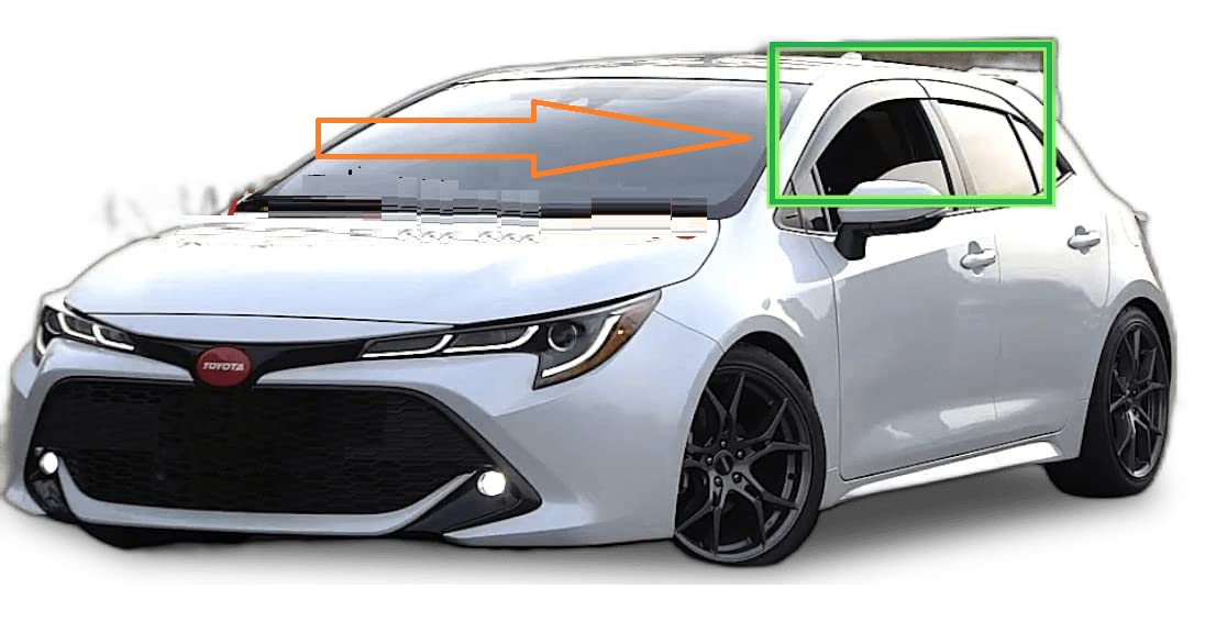 4 deflettori d'aria compatibili con Toyota Corolla Hatchback Hybrid (E210) 5 porte 2018 2019 2020 2021 2022 2023 2024 2025 Parapioggia Parasole Scudi Meteo