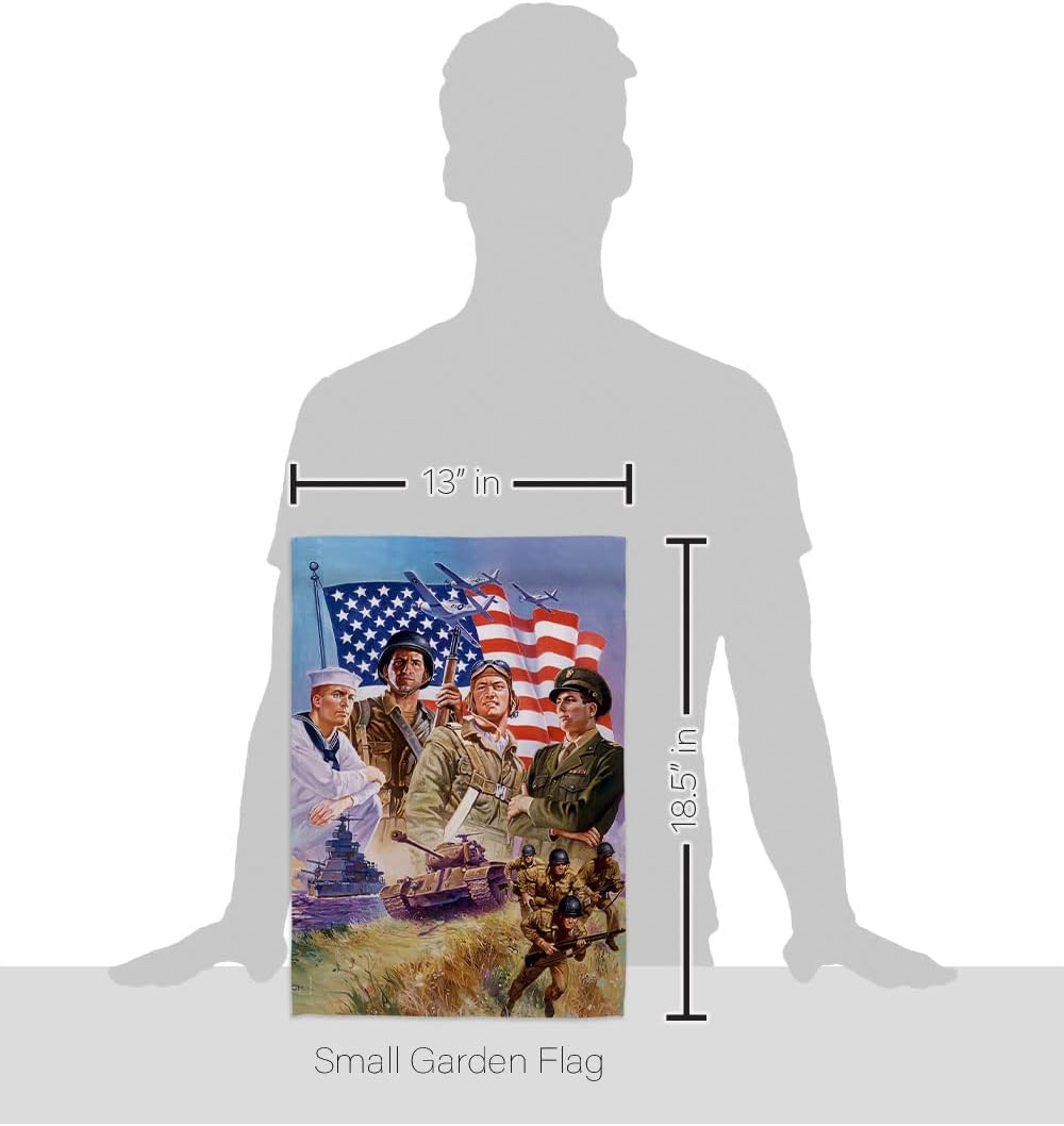 Breeze Decor G161072-BO The Armed Forces Americana Patriotic Decorative Vertical Garden Flag, 13"x 18.5", Multi-Color
