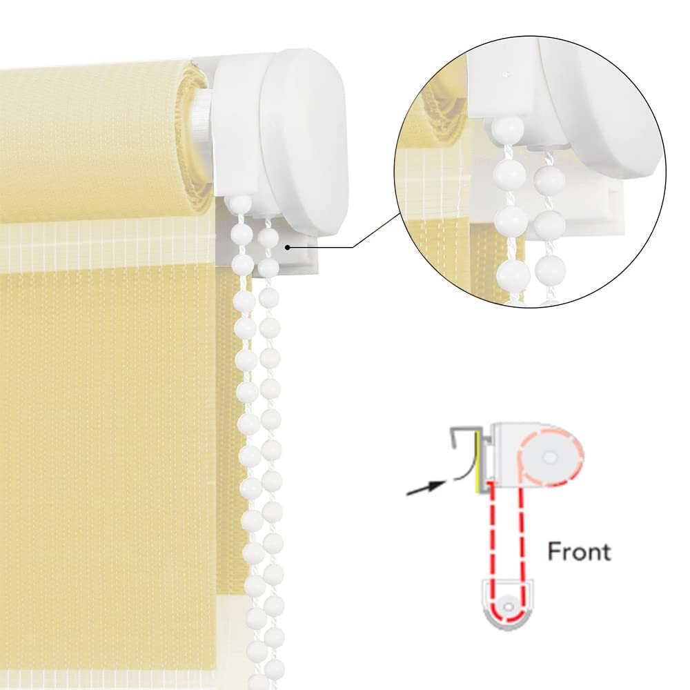 Eurohome - Doppia tenda avvolgibile Klemmfix senza fori, 55 cm x 130 cm (larghezza del tessuto: 51 cm) beige, trasparente e opaca, con supporti di serraggio per finestre e porte