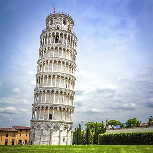 Yeele 5x5ft Thin Photography Background Italy Leaning Tower of Pisa Aristotle Grass Field Famous Outdoor Scenery Children Baby Portraits Backdrop Photo Booth Shooting Vinyl Wallpaper Studio Props
