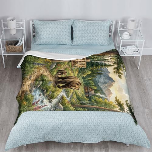 Couverture en fourrure ours plaid vert automne grand format pour lit et canapé chalet - 6