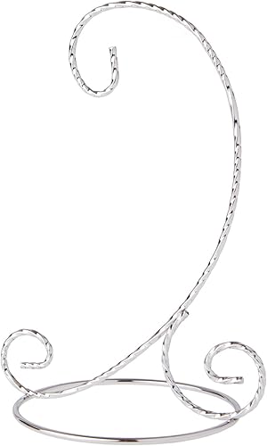 Bard's Soporte trenzado para adornos en tono plateado, pequeño, 7 pulgadas de alto x 5.125 pulgadas de ancho x 5.125 pulgadas de profundidad
