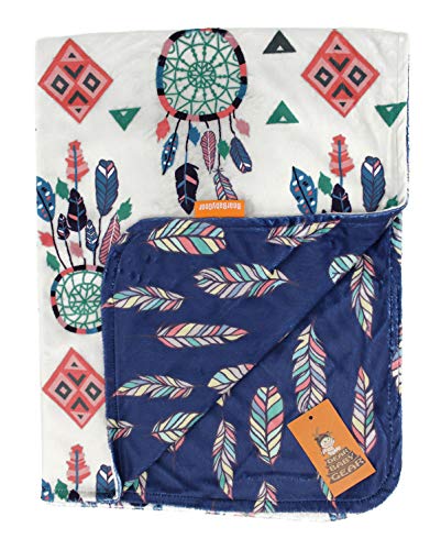 Dear Baby Gear Deluxe Wende-Baby-Decken, individueller Minky-Druck, Traumfänger und Federn, ohne Rüschen, 96,5 x 73,9 cm Cover