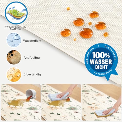 YCOLL Leinen Tischläufer Wasserabweisend für Pflanzen Blumen - Küche und Esstisch Dekoration, Outdoor Abwaschbar
