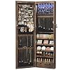 SONGMICS 6 LEDs Mirror Jewelry Cabinet 472 Inch Tall Lockable Wall or Door Mounted Jewelry Armoire Organizer with Mirror 2 Drawers 39 x 146 x 472 Inches Rustic Brown UJJC93CB