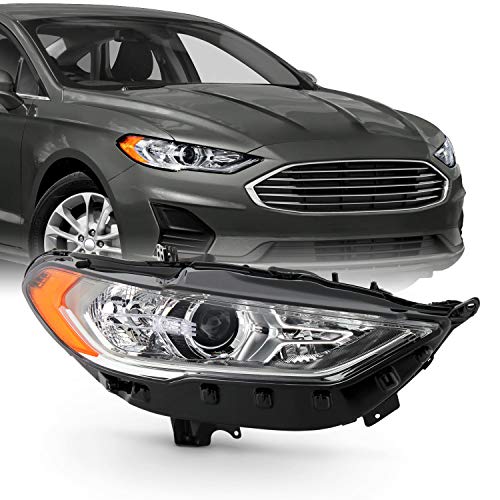 AKKON - Fits 2017-2020 Ford Fusion Sedan w/o LED DRL Model [Halogen Type] Projector Chrome Headlight Passenger Right Side
