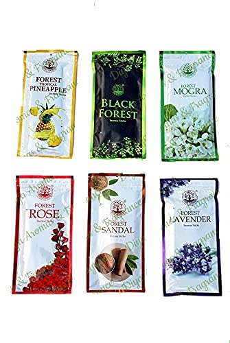 Forest Fragrance Multi?Flavor Incense Sticks ? 6?Piece Zipper Pouch, Assorted Aromas for Home, Office & Worship