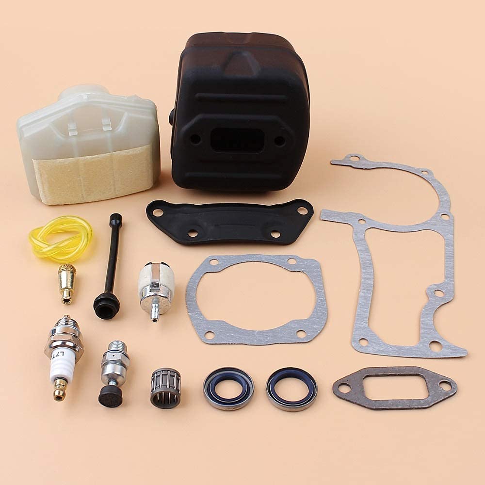 Silenziatore di Scarico Guarnizione Motore Filtro Aria Kit paraolio Compatibile con Husqvarna 365362372371 Ricambi Motosega