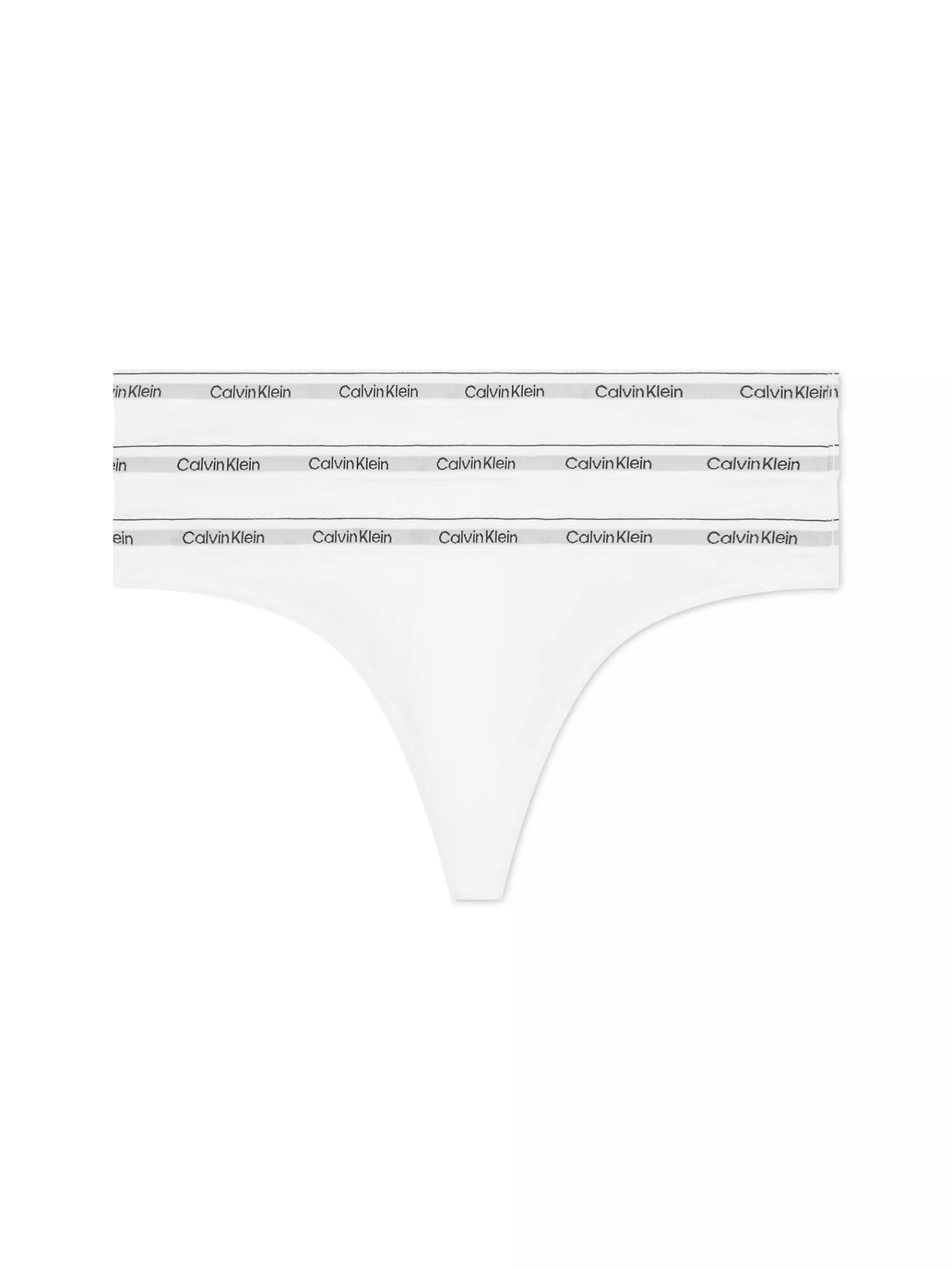 Calvin Klein Women's 3 Pack Modern Logo Thongs, White (White/White/White), L