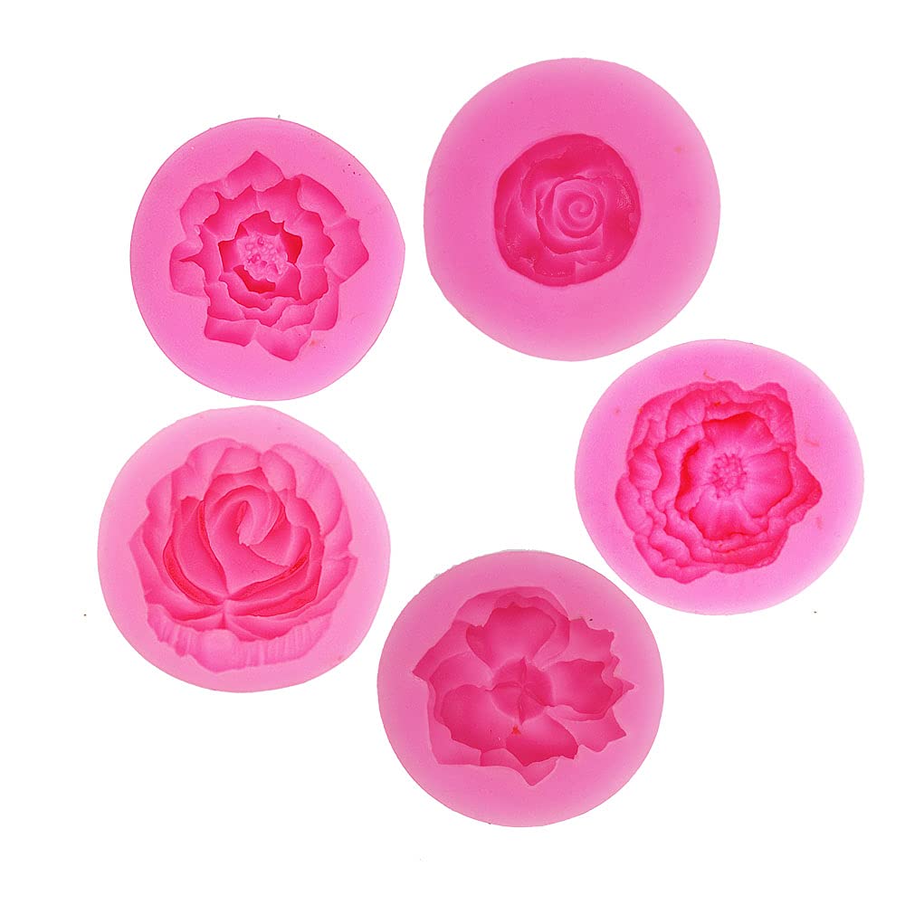 Flowers Silicone Fondant Mould Chocolate Mold for Decorating Cakes Chocolate, Candy, Baking,etc.(5 pcs), F070s+f103s+f131s+f132s+f507 - Image 2