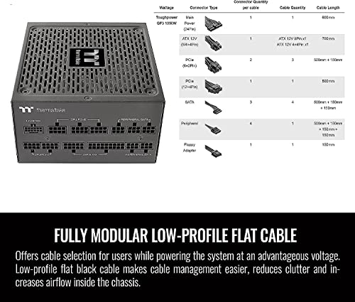 Image of Thermaltake Toughpower GF3 ATX 3.0 1350W 80+ Gold Full Modular SLI /Crossfire Ready Power Supply, PCIe Gen.5 12VHPWR Connector Included, PS-TPD-1350FNFAGU-4, 10 Year Warranty