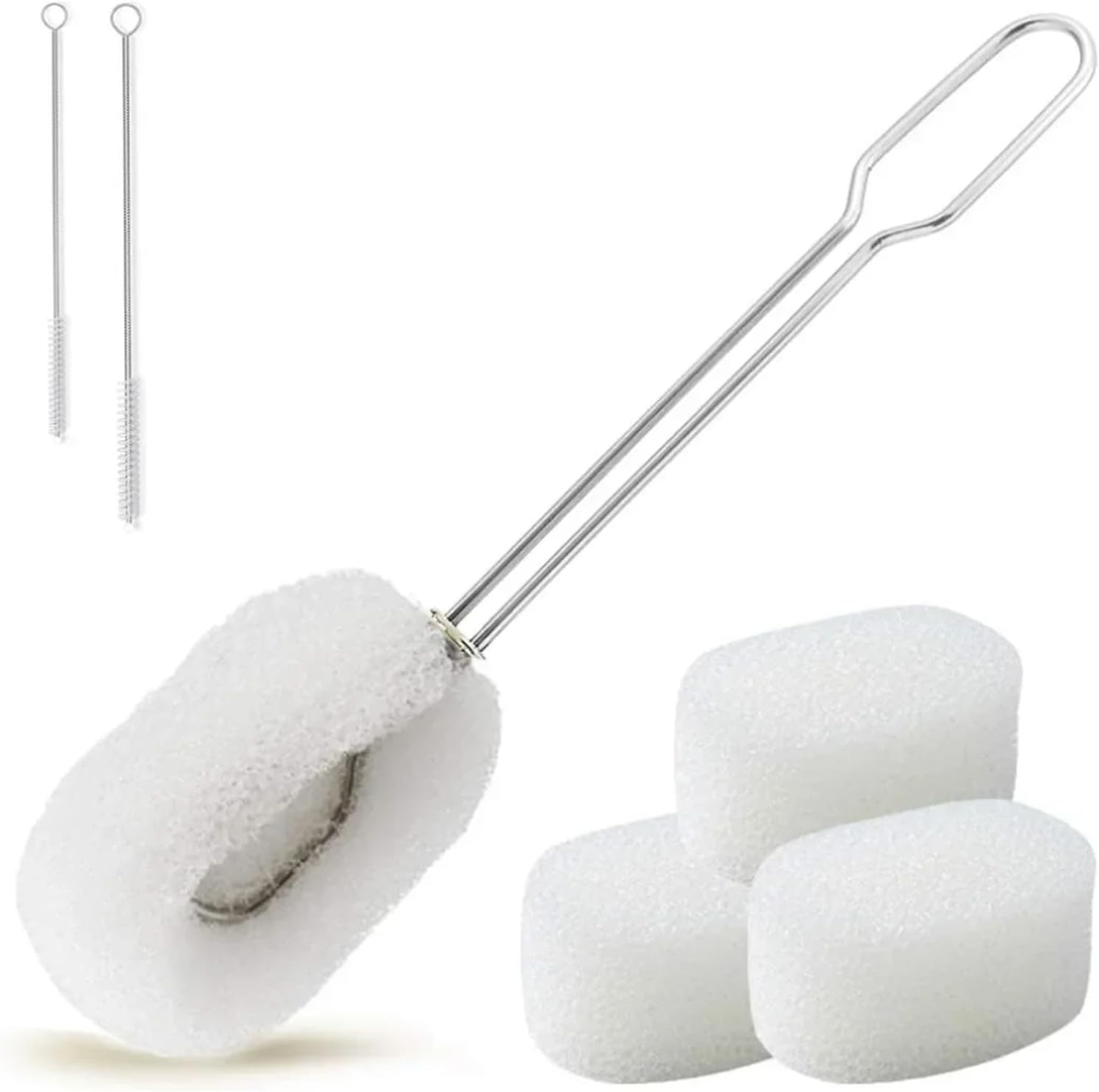6-Pack Sponge Bottle Dish Brush With Handle, Non-Scratch Washing Scrubber Cleaner For Cups With