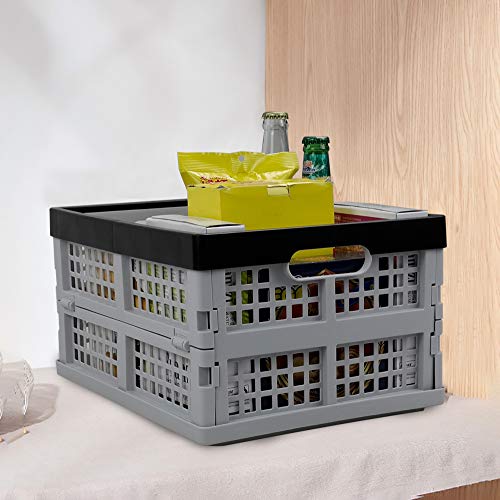 Leendines 3 Pack Plastic Collapsible Milk Crates, Folding Storage Crate, 15 L #TOP3