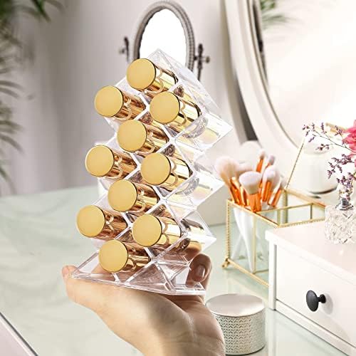 Lolalet Lipstick Organiser Lipbalm Holder 30 Slots Gifts for Women, Acrylic Stackable Lipstick Stand Storage Box Lipgloss Display Collection for Lip Eye Eyebrow Mascaras Eye Shadow Stick Makeup Brush