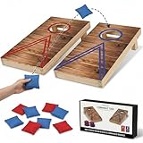 Mini Cornhole Set for Adults, Tabletop Bean Bag Toss Game with 2 Wooden Boards and 8 Bean Bags, 10.12 x 5.71 in Desktop Cornhole Game for Office, Home, Game Night, Party Gift