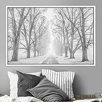 Framed Canvas Wall Art Rustic Woods Brown Dark Dramatic Forest Group Nature Photography Realism - 16x24 inches