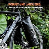 Taximi Fahrrad Gepäckträgertasche mit Halterung - 5L Fahrrad Rahmentasche 100% Wasserdichtes Rolltop Dry Bag Verschleiß- und Reißfest Fahrradgabeltasche Fahrradtasche (2 Sets) – Ansicht 6