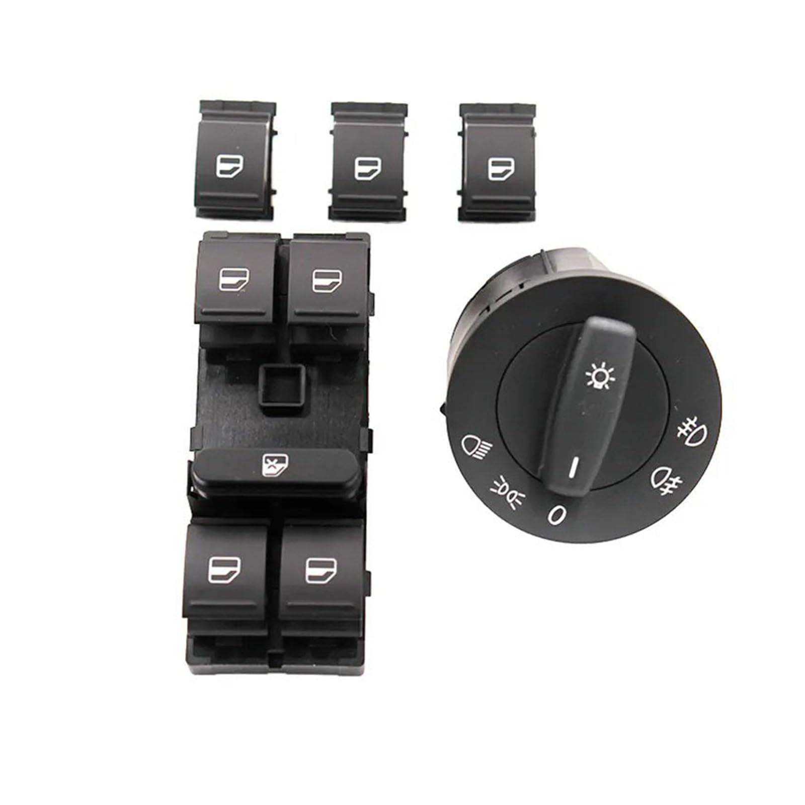 Lhdktee for Passat B6 CC for Caddy for Touran Window Headlight Control Switch Button 1K0941431Q 1K4959857B Car Window Handle(5piece)