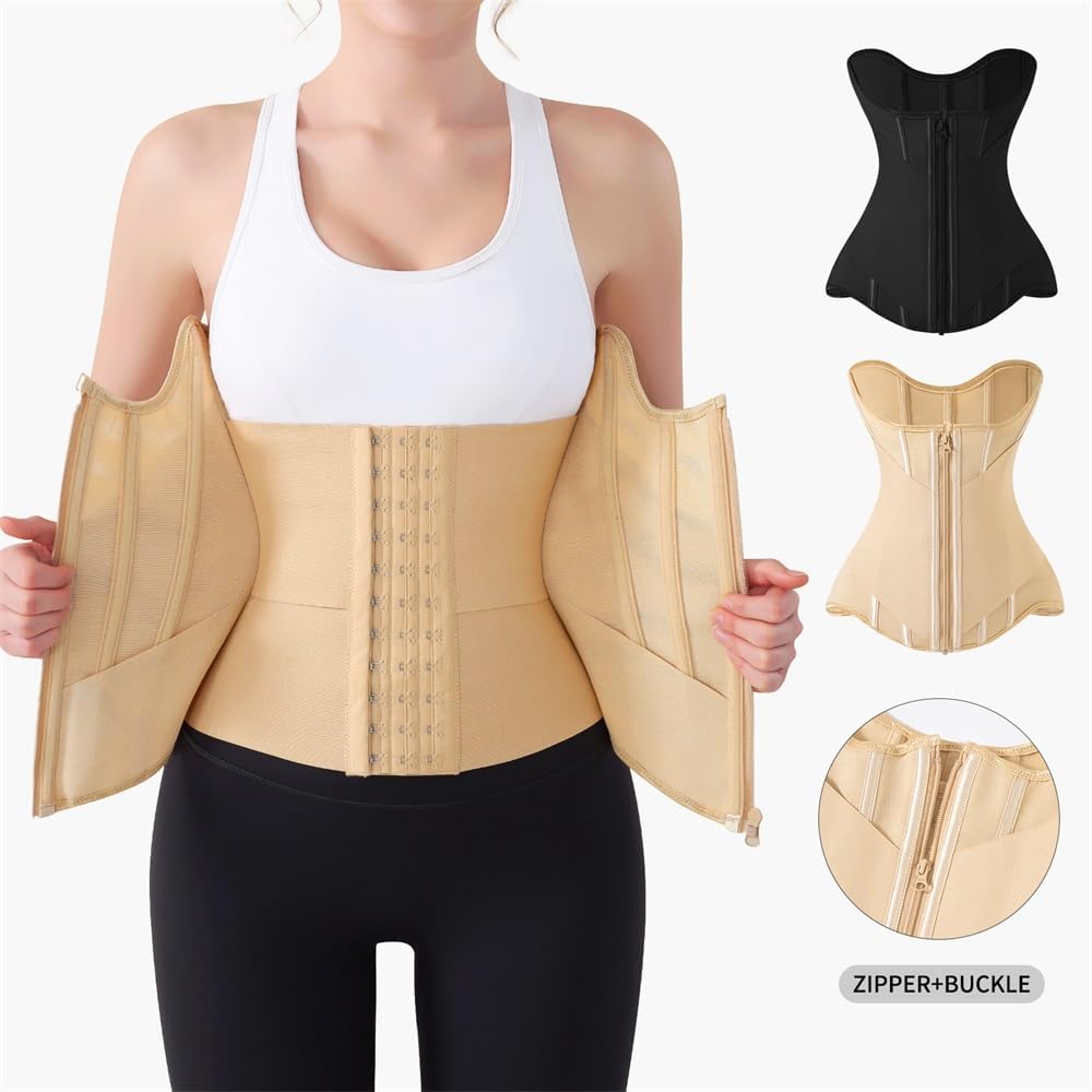 Waist Cincher for Women Shapewear Workout Girdle Tummy Control Shaper Slimming Waist Trainer Corset with Zipper - Image 3