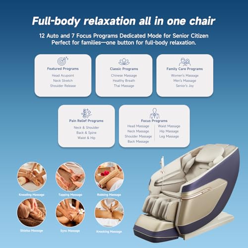 Image of ROTAI R-RELX Luxury 3D Massage Chair | 19 Auto Programs | Zero Gravity Recliner | 7 inch Touchscreen Controller | Bluetooth Speakers | Smart Voice Control | Child Lock & Sleep Mode (Blue)