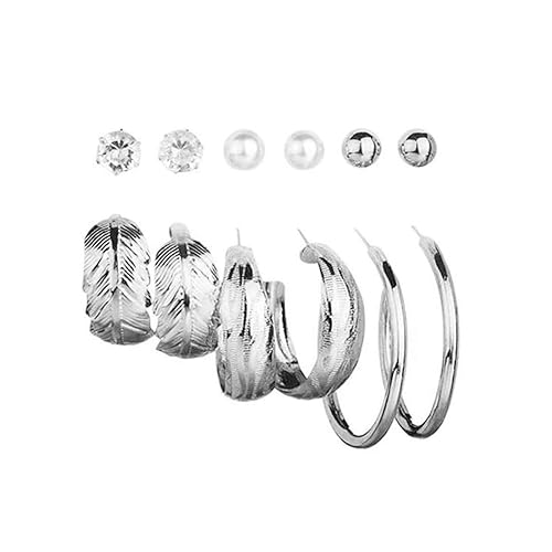 Yellow Chimes Combo of Crystal Pearl Gold Plated Stud Hoop Earrings Set for Women and Girls