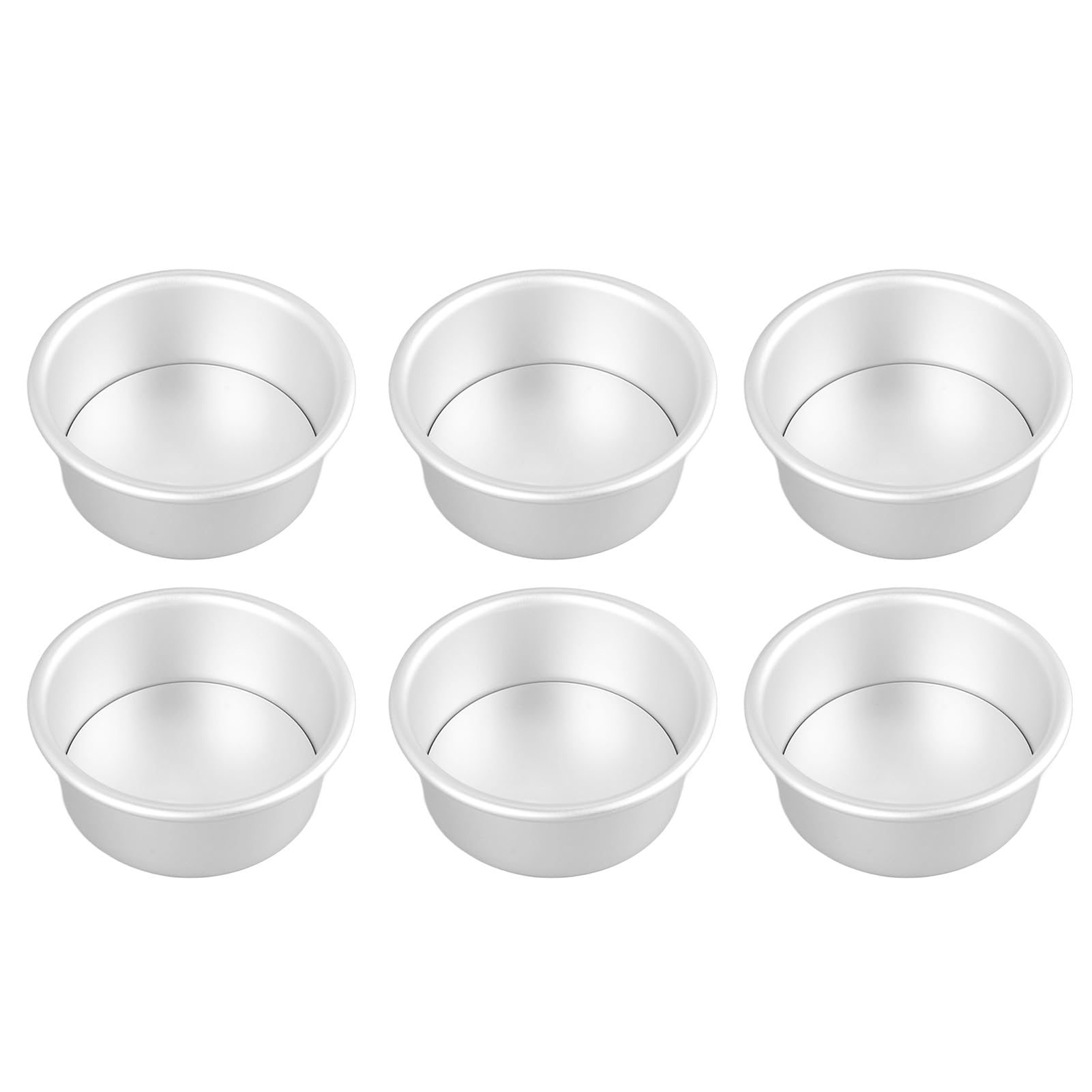 Acouto Set di Tortiere Rotonde con Base Antiaderente da 4 Pollici, 6 Pezzi, per Matrimoni, Feste di Compleanno, Set di Teglie e Tortiere con Base Rimovibile Tonda, Tortiera Rotonda Antiaderente,
