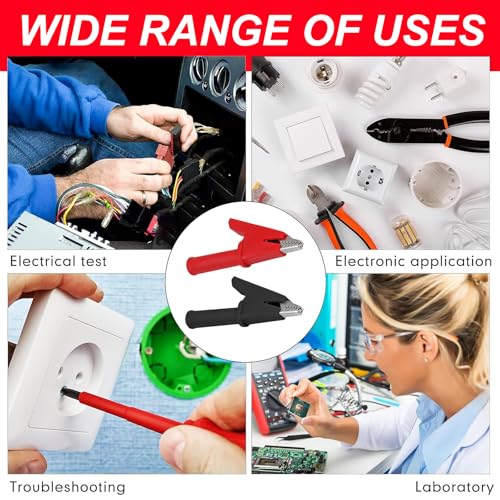 Image of DIANN 8pcs Multimeter Alligator Clips Test Leads 600V /1000V Heavy Duty Banana Plug to Alligator Clips 3.3ft / 1m for Multimeter Test Leads Electrical Testing