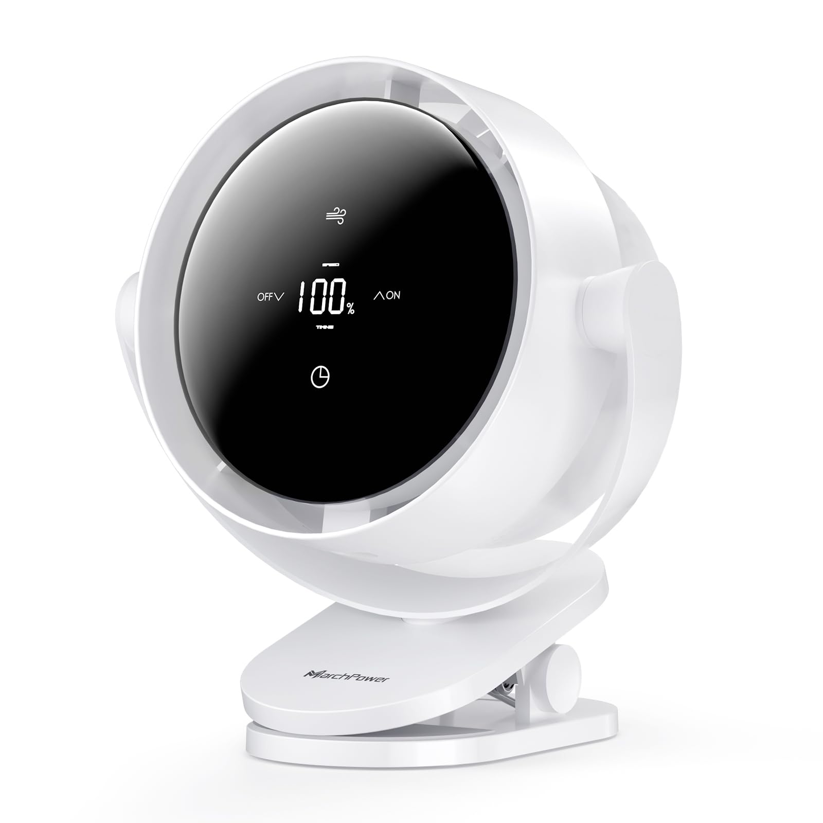 Marchpower Ventilatore da tavolo, 4 in 1 Mini Ventilatore Portatile con Clip, USB Silenzioso con Regolazione a 100 Velocità 4000mAh, Girevole a 360° Soffia a 720° con Timer per Interno ed Esterno