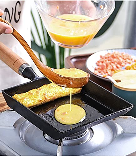 Li-Gelisi Tamagoyaki Japanese Omelette Pan/Egg Pan,Rectangle Frying Pan Mini Frying Pan Iron Omelette Pan Tamagoyaki-Ki Wooden Handle 9×7 Inch #TOP5