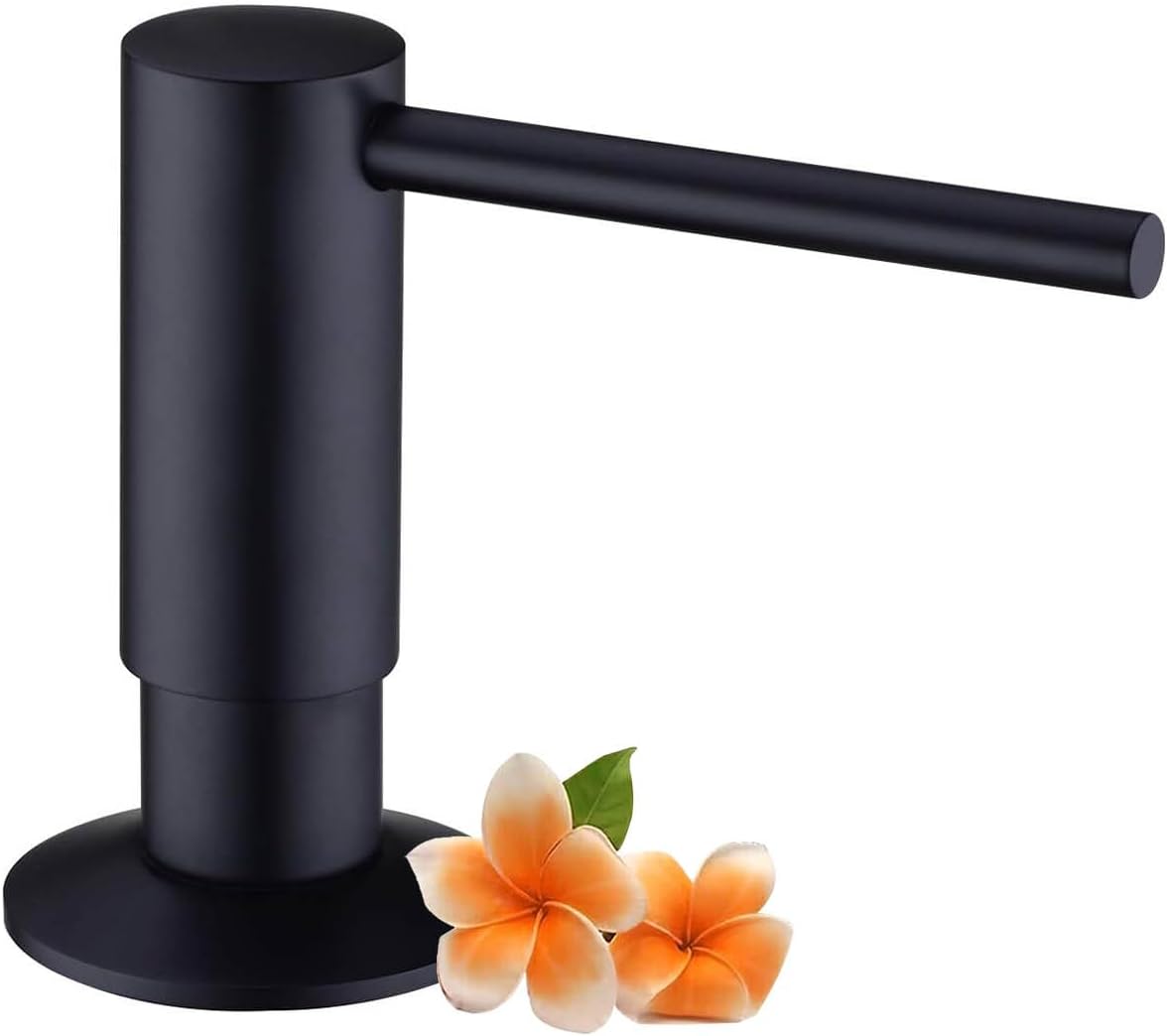 Avola Kitchens Soap Dispensers, Brass Dish Soap Dispensers for Kitchen, Kitchen Soap Dispenser, Matte Black Brass Pump Head Hand Soap Dispenser, Matte Black