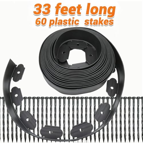 Landscape Edging 2in x 33FT Garden Edging Kit with 120 Spikes(33feet-Black) — view 3
