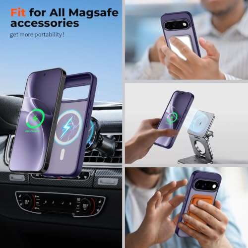 Image of SUPFINE Magnetic for Google Pixel 11 Case - Dark Purple | With Screen Protector,Translucent Matte,Built-in Magnets,Military Grade Drop Protection,Shockproof Phone Cover
