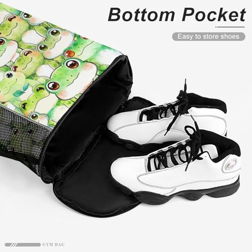 Frog Drawstring Backpack - Cute Cinch Sack, String Backpacks with Pocket for Kids Women Men Boys Girls for Gym Outdoor Sports Travel Athletic Drawstring Bag - Lightweight/Foldable 6