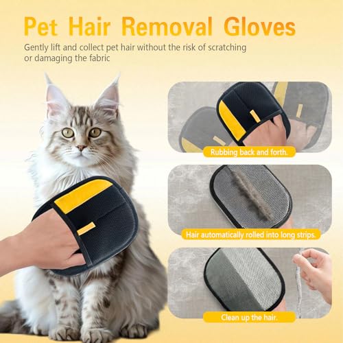 Gants d'épilation d'animaux réutilisables, brosses textiles pour poils de chat et chien
