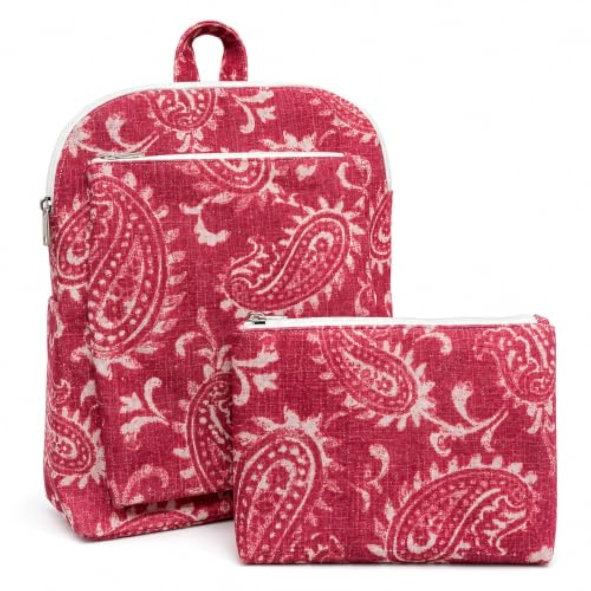 Pink Paisley Print Backpack with Matching Pouch