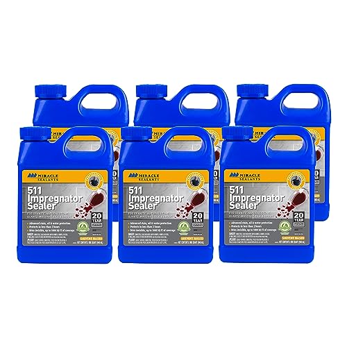 Miracle Sealants 511 Impregnator Advanced Penetrating Sealer for Countertops, Stone, Tile & Grout, Quart, 6 Pack