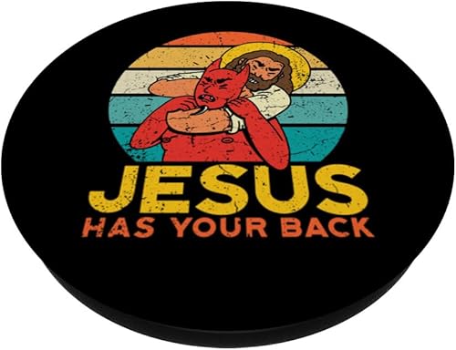 Miniatura 2 de Jesús tiene tu espalda Jiu Jitsu Retro Christian Funny Meme PopSockets PopGrip intercambiable